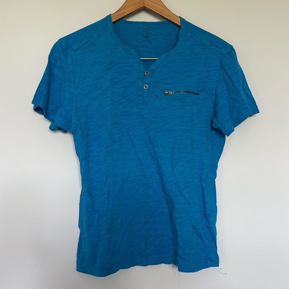 INC International concepts Short Sleeve Zipper Tee Sz S